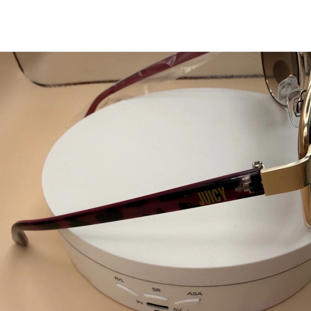 Juicy Couture Women Gold Aviator Sunglasses Burgundy Tortoise X71118 Kyan